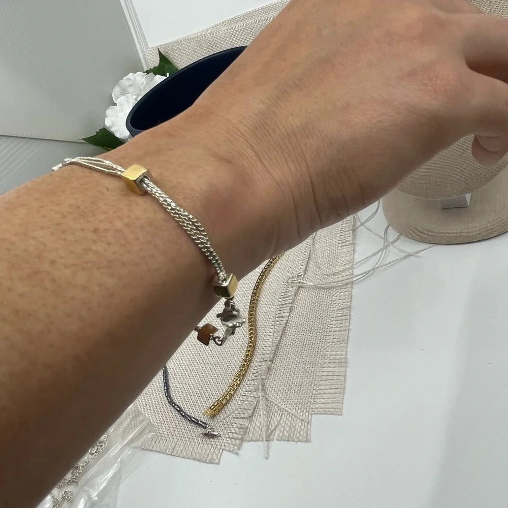 Vintage Napier Triple-Strand Gold & Silver Tone Bracelet – 7.5" - Picture 3 of 16